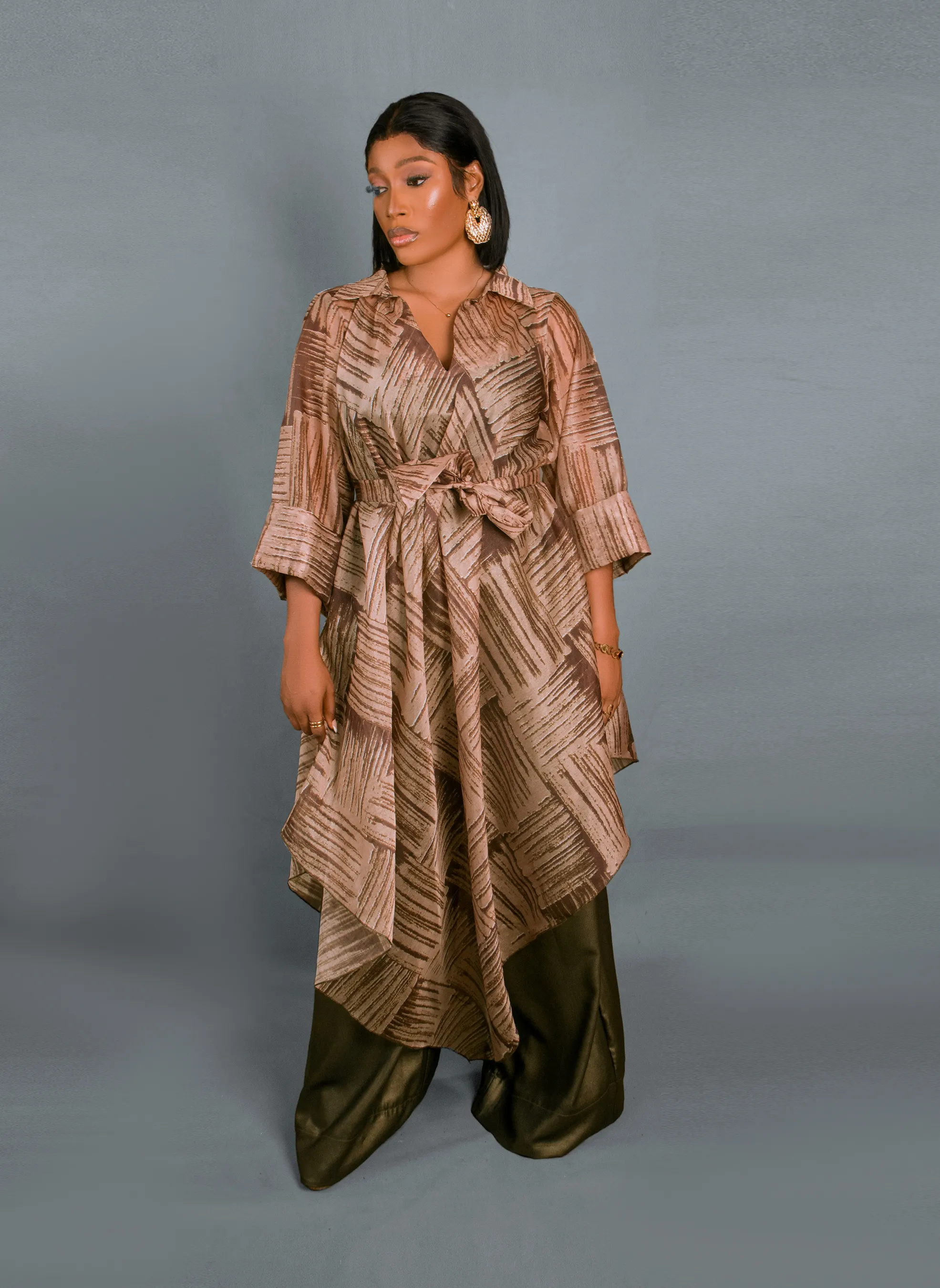 Asym trouser set Army green